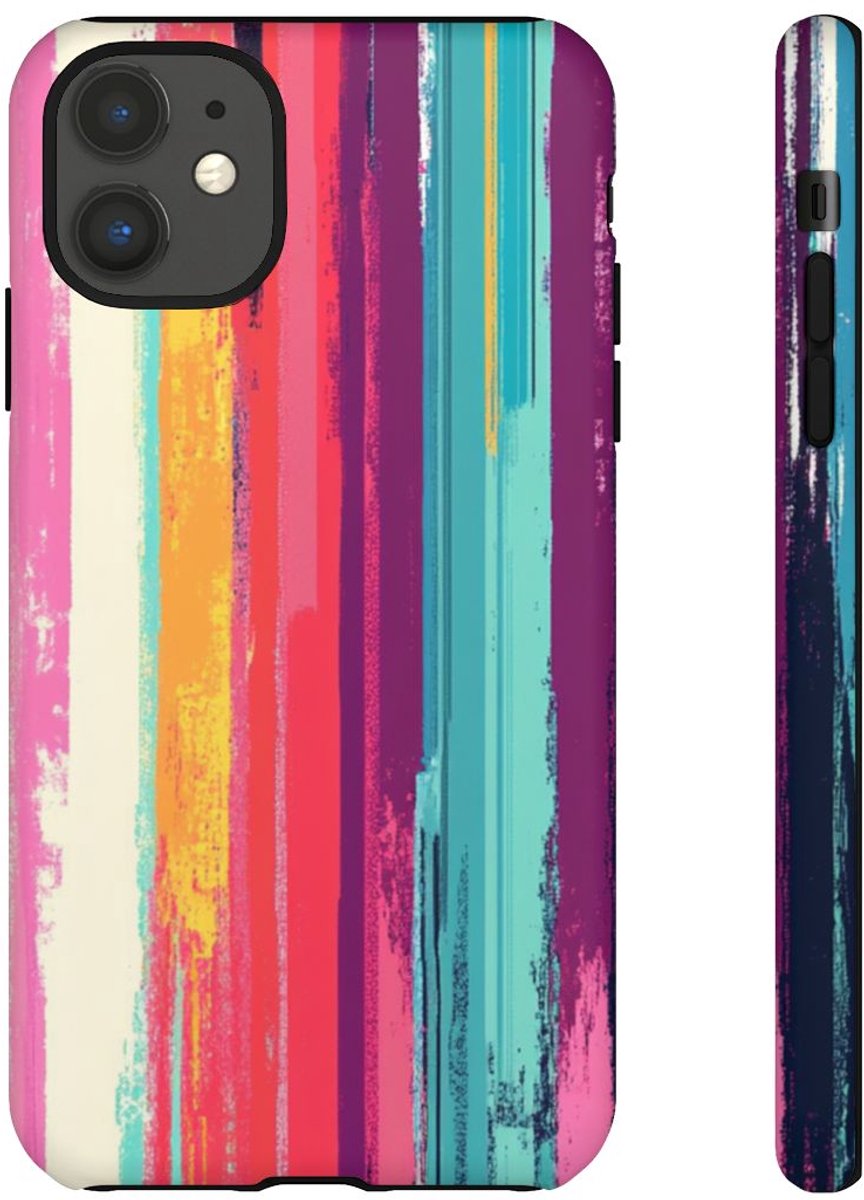 Levendige Verticale Strepen Abstracte Kunst – Telefoonhoesje Geschikt voor iPhone 11