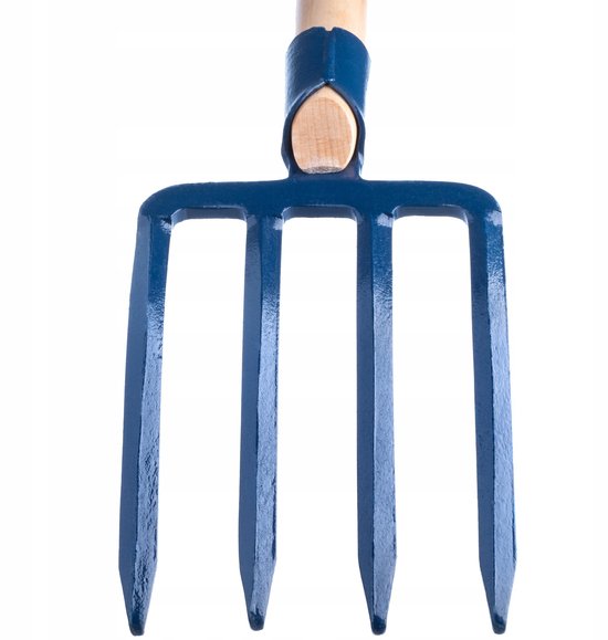 KADAX Hooivork, grafvork met D-greep, mestvork met kop van hoogwaardig staal, ergonomische vork voor tuin, vork, spad, onkruid, stenen, tuinvork, houten steel van Merkloos	 — afbeelding 3