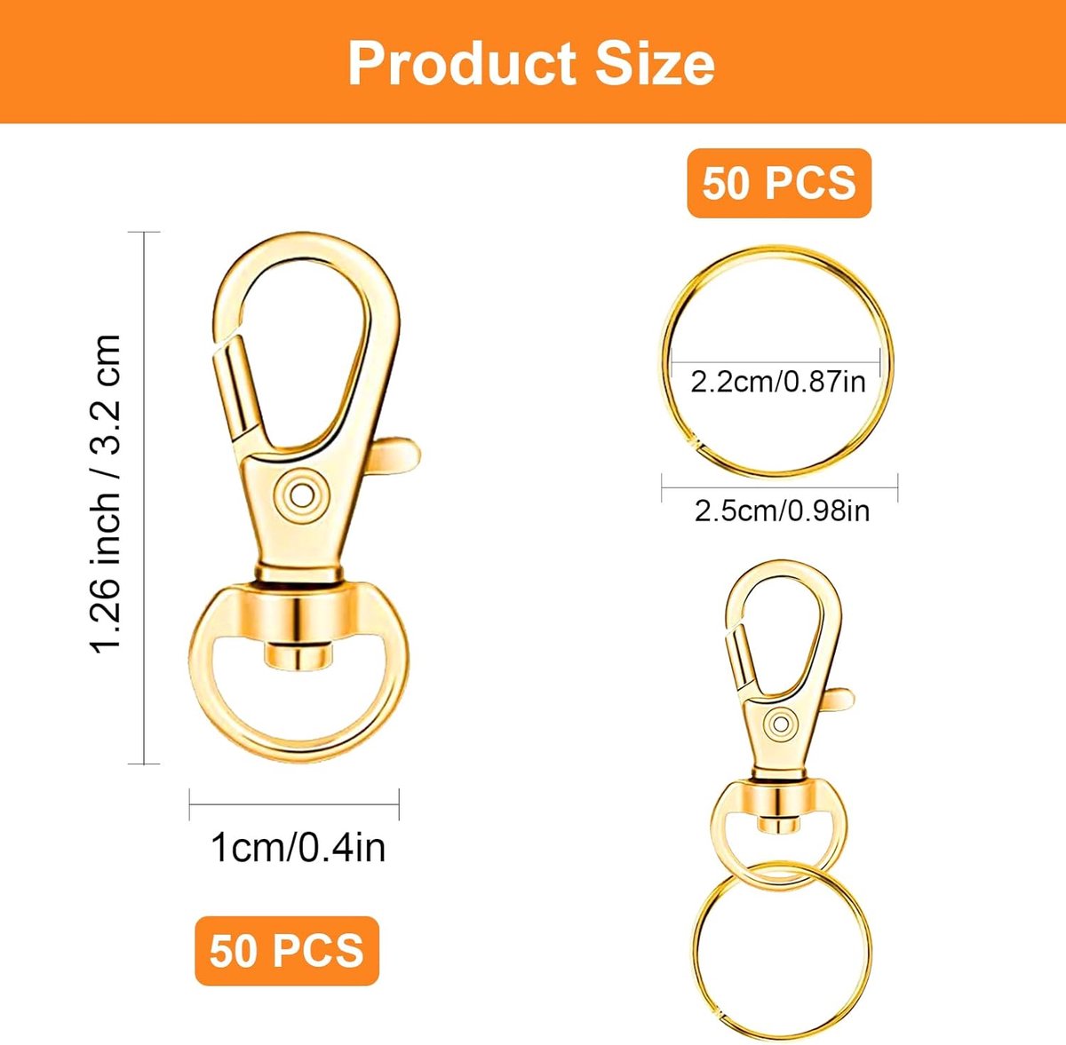Lot De 100 Porte-clés Pour Loisirs Créatifs – Mousqueton 25 Mm – Mini Mousqueton Pour