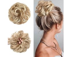 Blonde Bun Haarstuk met Elastiek - Krullend Haar Bun - Synthetische Haarextensions Ponytail Haaraccessoires voor Vrouwen en Meisjes - Haarverlenging Updo