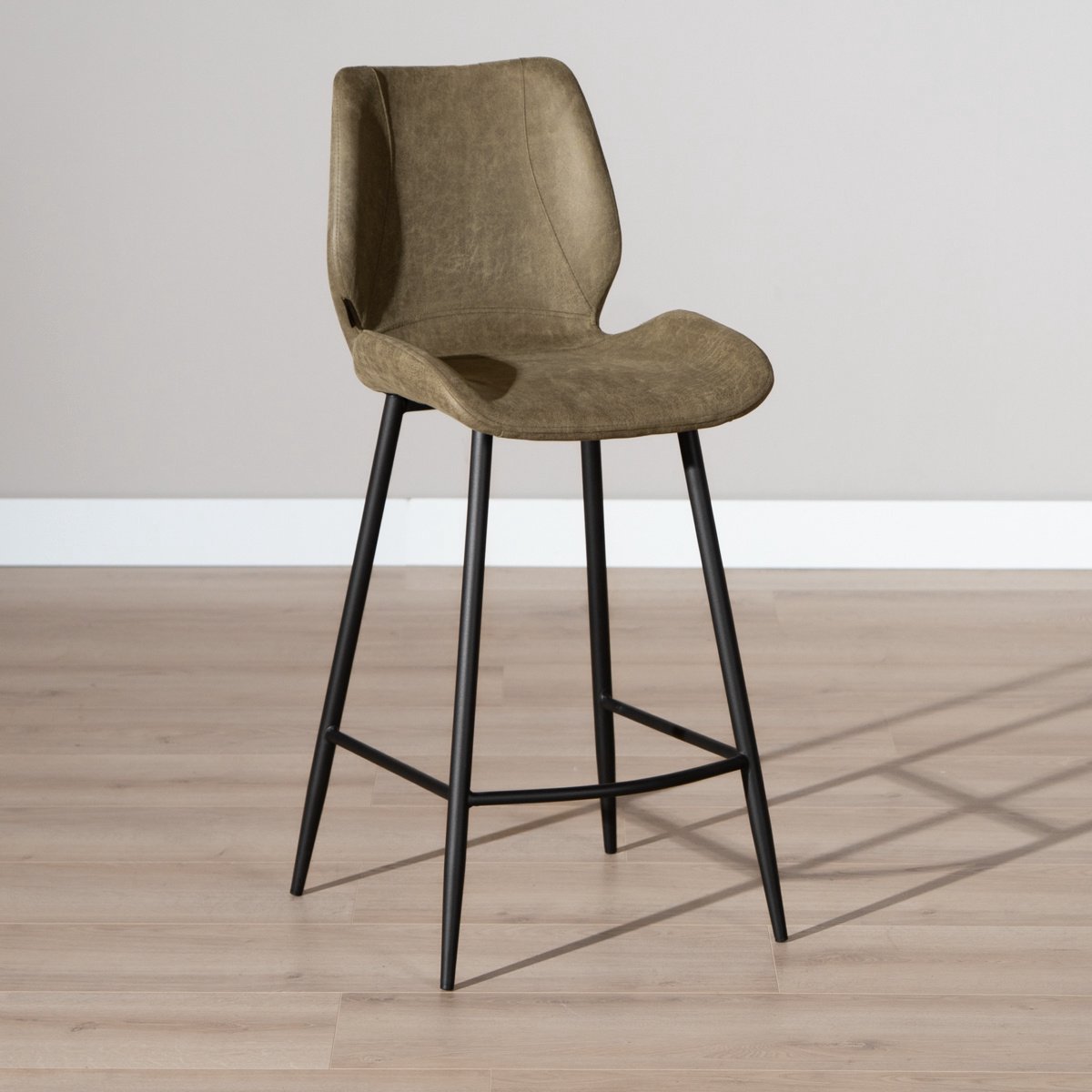 Bronx71 Industriële barkruk Barrel olijfgroen eco-leer 69 cm - barstoel Olive / groen
