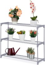 Plantenrek binnen 3 etages voor bloempotten HxBxD: 72x91x28 cm grijs