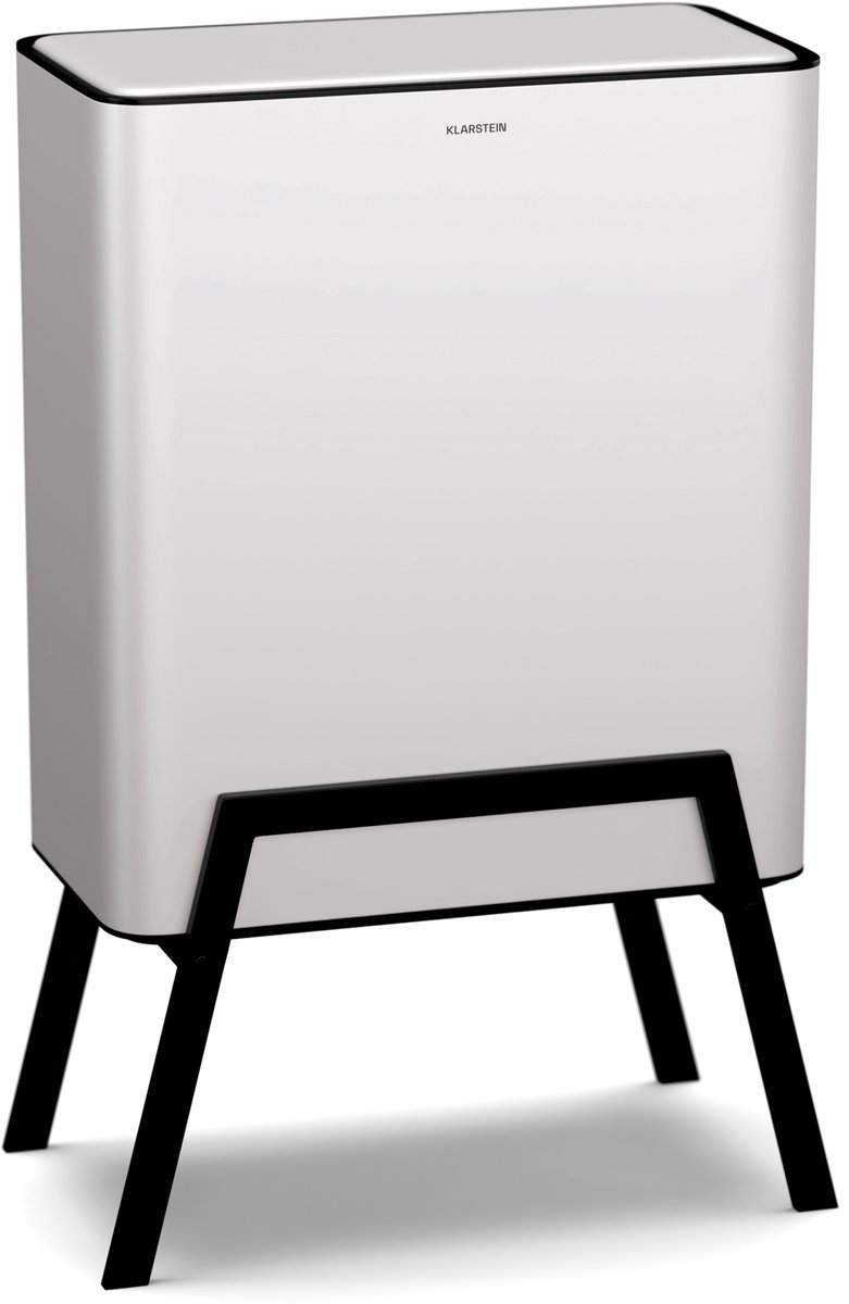 Klarstein Yuma afvalemmer - 30L afvalemmer met geurfilter, drukknop, uitneembare binnenemmer, stijlvolle voetjes, wit - Keukenafvalemmer
