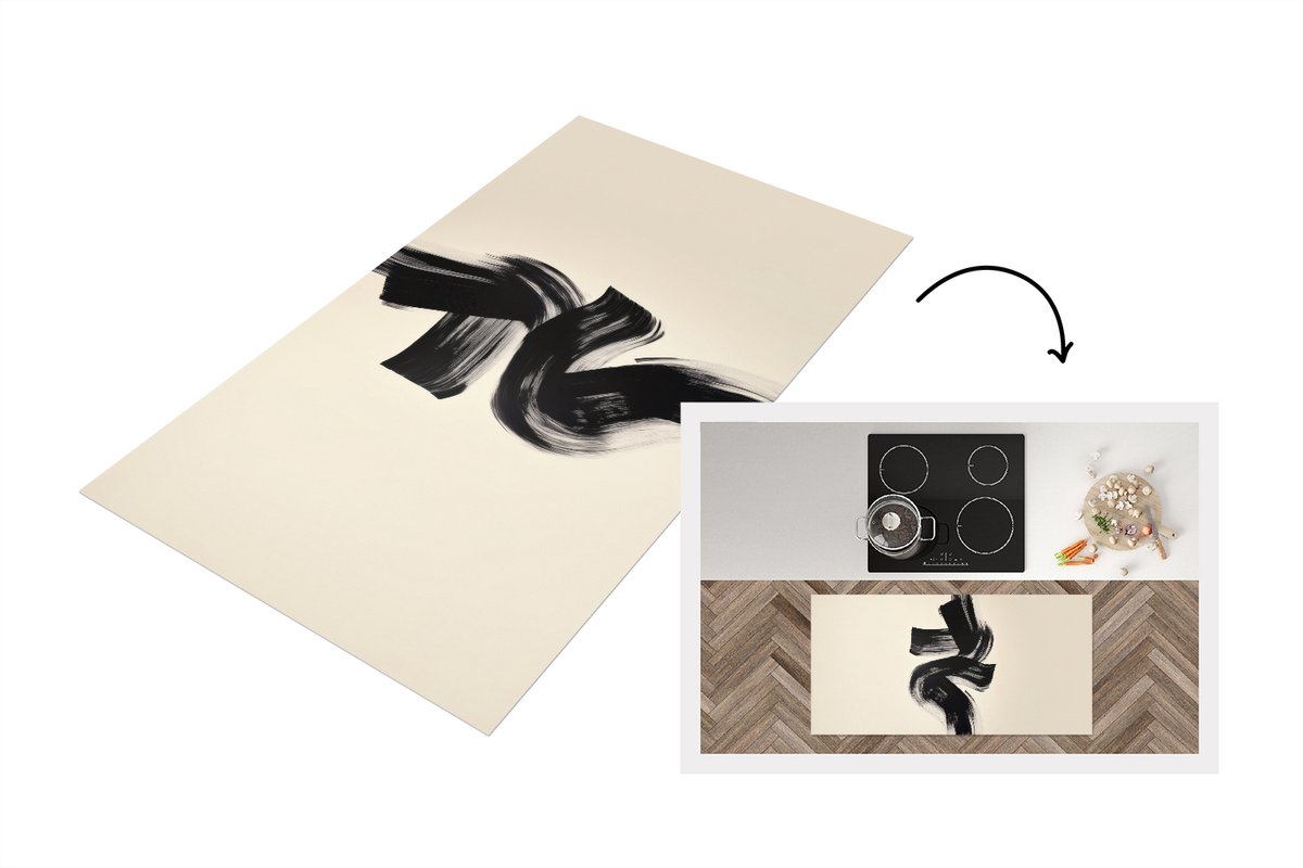 KitchenYeah Keukenloper 120x60 cm - Keukenmat vinyl Strepen - Zwart - Abstract - Keukenmatten loper - Keuken vloerkleed tapijt