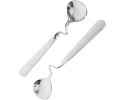 Lot de 2 cuillères à miel en acier inoxydable ZVD - Manche incurvé - Cuillères à miel et à sirop anti-goutte - Cuillères à café et à confiture multifonctions - Ustensiles de cuisine (15 cm)