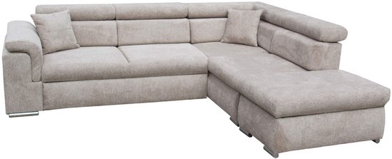 Canapé d'angle Salo - beige/taupe - salon droit - avec fonction couchage - canapé d'angle avec lit
