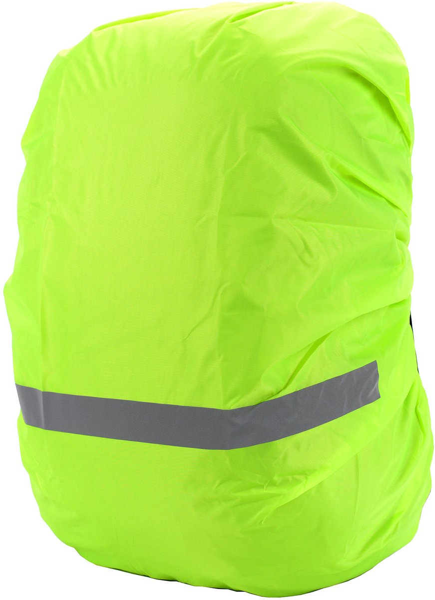 Regenhoes voor rugzakken, water- en winddicht, reflecterende strips, rugzakbescherming, regenhoes, 1 stuk, reflecterende hoes, Geschikt voor Buiten Wandelen, Fietsen, Bergbeklimmen, Kamperen - Fluorescerend groen (M, 26-40L)