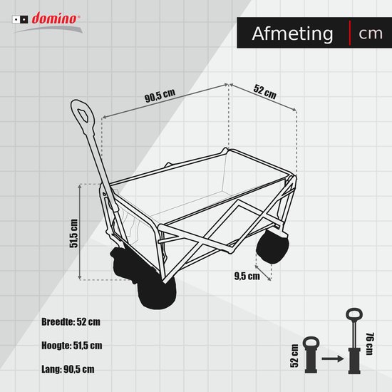 Domino® Bolderkar Bolderwagen - 50 kg Draagkracht 90L Moro - Inklapbare Transportwagen Strandkar - Wasbaar - Stevige Wielen - Draaibare wielen mét rem - Hoge kwaliteit van Merkloos — afbeelding 5