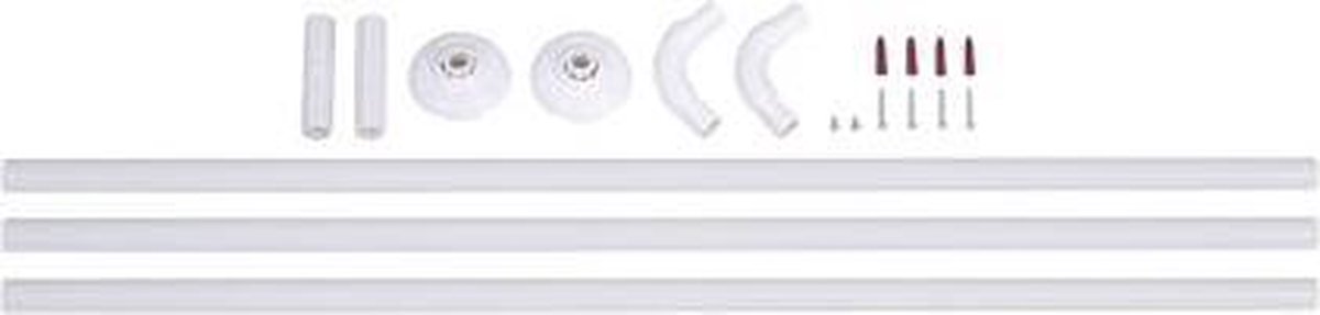 AquaVive Douchestang Rond – 3-in-1 Set – Recht, Hoek of U-vorm – Wit – Aluminium – 90 cm Per Stang