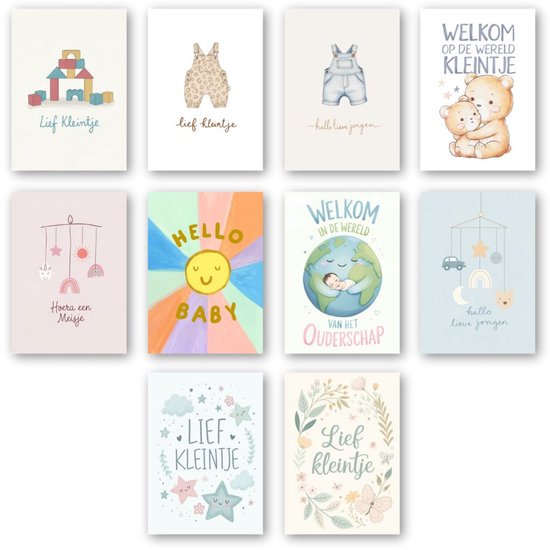 Greetz - Coffret de cartes de naissance - 10 cartes de vœux avec enveloppe