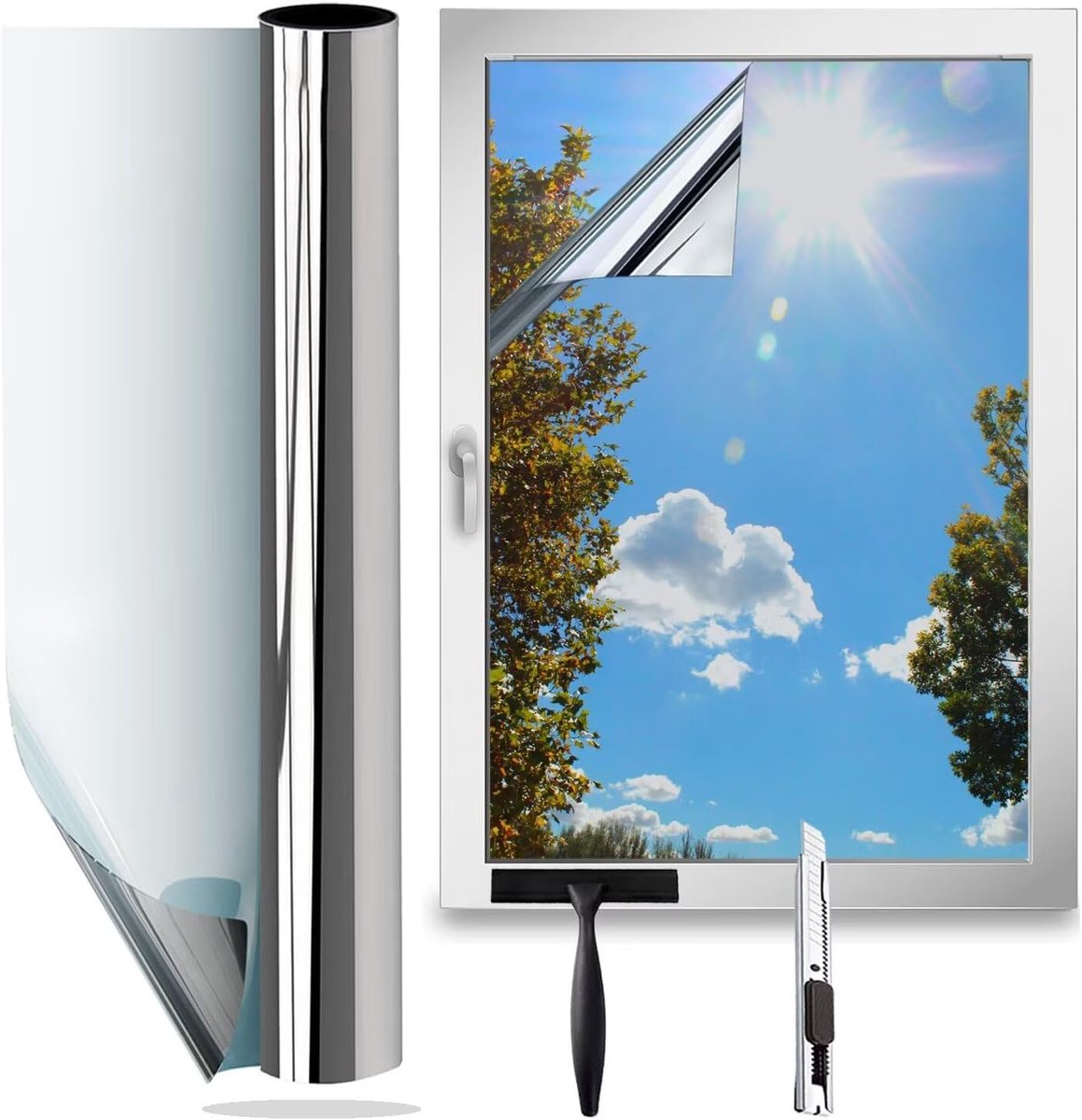 Reflecterende Zonwerende Raamfolie - Raamisolatiefolie (50 x 300 cm)* 3 stuks - UV-werende