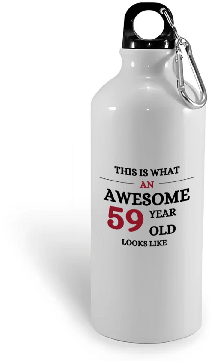 Hacebo® - Awesome 59 year old looks like waterfles - Hoera 59 jaar - 59 geworden - verjaardagscadeau - kado - gift - water fles - 400ML