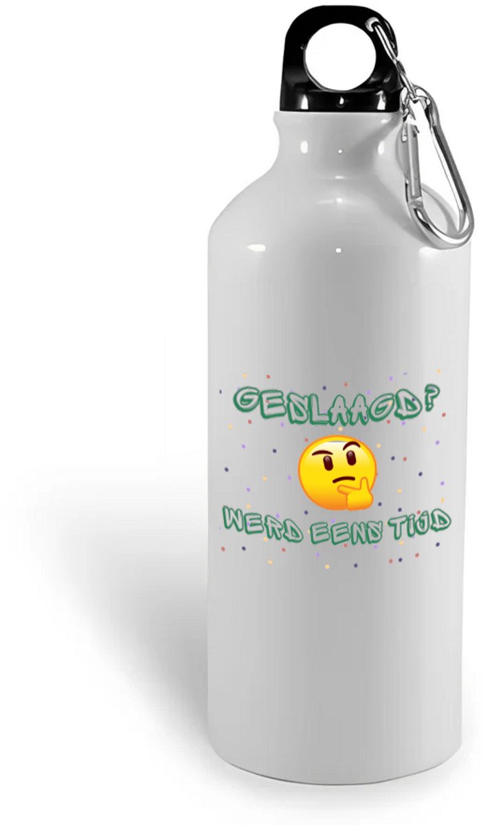 Hacebo® - Geslaagd werd eens tijd waterfles - Geslaagd - geslaagde - diploma - cadeau voor iemand die is gelsaagd - water fles - 400ML