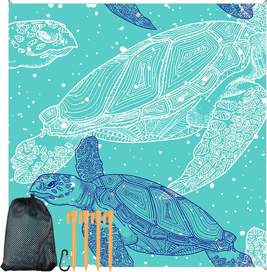 Stranddeken 200 cm x 210 cm waterdicht en anti-zand voor strandfeest, picknick, camping en muziekfestival