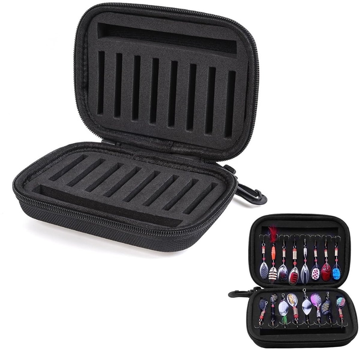 TRANKIELO® – Vislokaas Opbergtas van Oxford en EVA – Viskoffer voor Visaas Set – Draagtas voor Visgereedschap – Roofvis Kunstaas Bewaarbox