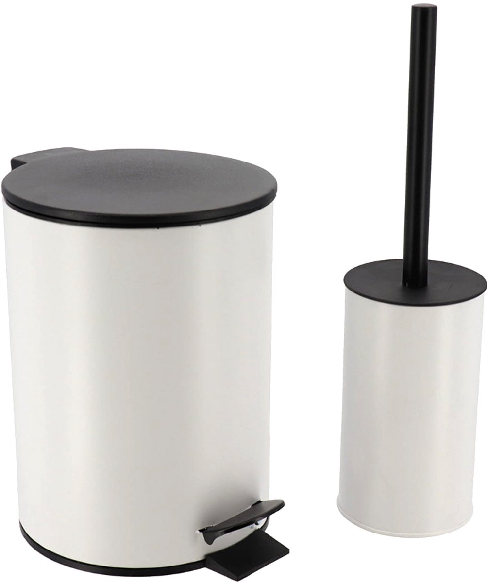 Goedkoopste Pedaalemmer 3L met Toiletborstel Juul Wit