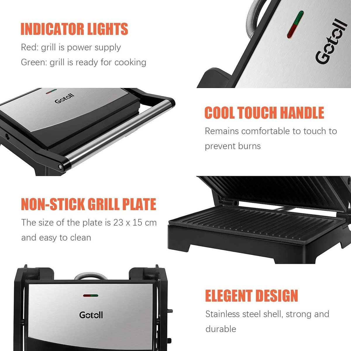 MKSS® Tosti Apparaat - Panini Grill - Contactgrill thumbnail 2