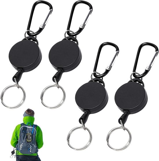 LNSYSNS Uittrekbare sleutelhanger, 4 stuks intrekbare