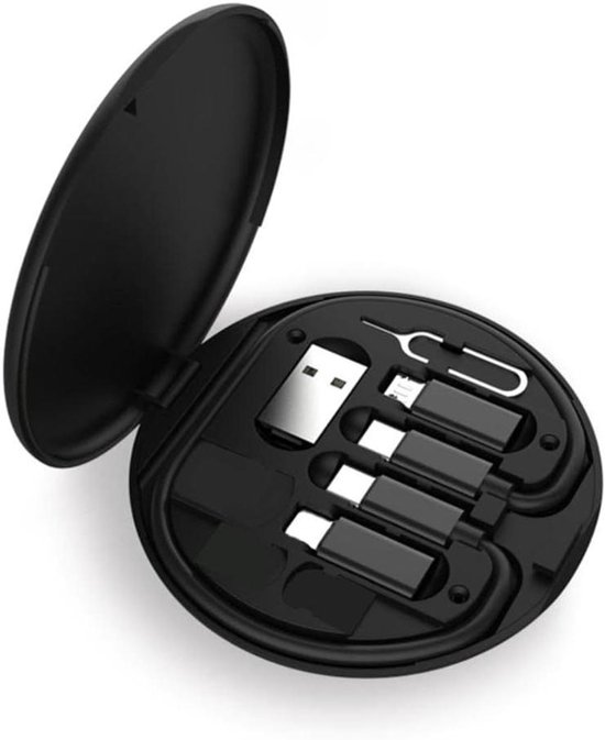 Data Transfer Tool - Micro USB en Type C Adapter Kabel - Draagbare Mobiele Telefoon Houder met Opbergdoos - Android IOS Laptop Compatibel