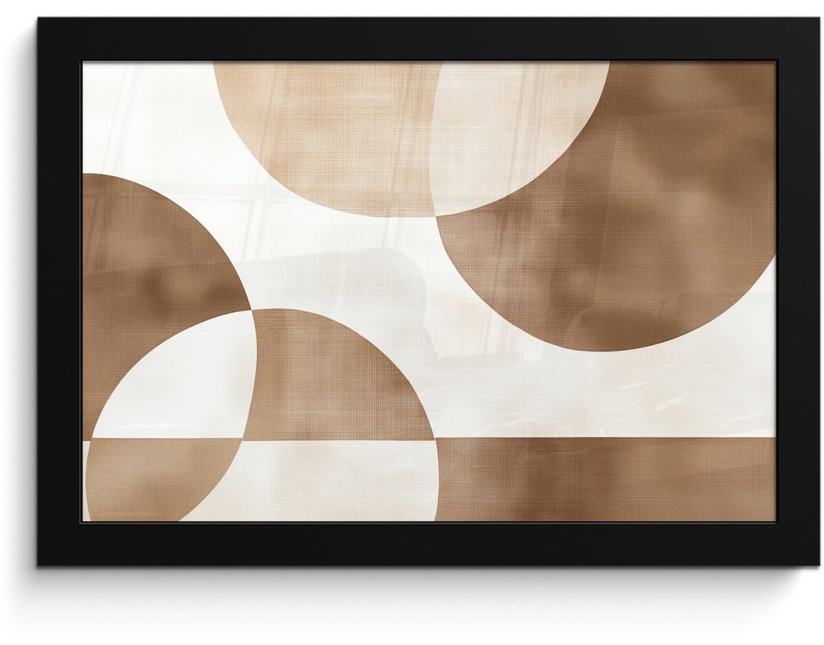 FrameYourWall Poster in lijst - Fotolijst 30x20 cm - Posters - Snijdende cirkels - Overlappende vlakken - Posterlijst zwart - Decoratie - Wanddecoratie woonkamer - Muurdecoratie slaapkamer