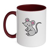 Hacebo® - Muizen koffiebeker bordeaux - Muis - Dieren liefhebbers - thee mok - koffie beker - Knaagdieren - huisdier - dierendag - koffiemok - 350 ML inhoud