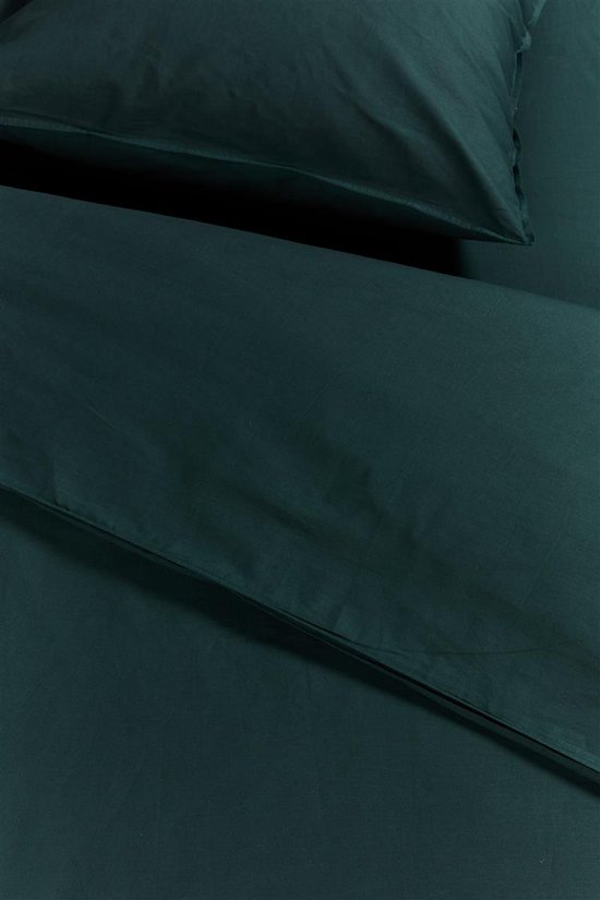Ambiante Cotton Uni dekbedovertrek - Effen - Lits-Jumeaux XL - 260x200/220 cm cm - Donkergroen van Merkloos — afbeelding 2