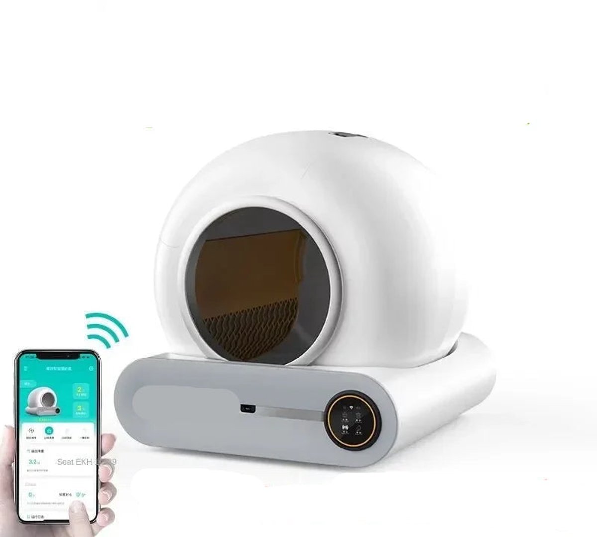 Kattenbak – Automatische Kattenbak – Zelfreinigende Kattenbak – Elektrische Kattenbak – Kattenbak met App Bediening – Volledig Afgesloten – 65L Ruimte