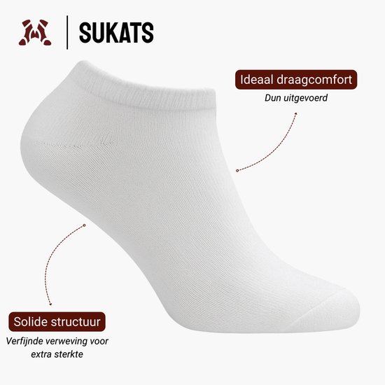 Wit Sukats enkelsok, ideaal draagcomfort, dun uitgevoerd, solide structuur.