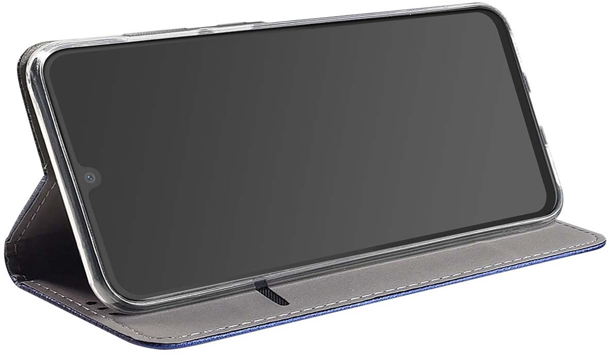 Jaym, Folio hoesje Geschikt voor Samsung Galaxy A12 magnetische functie standaard, Blauw