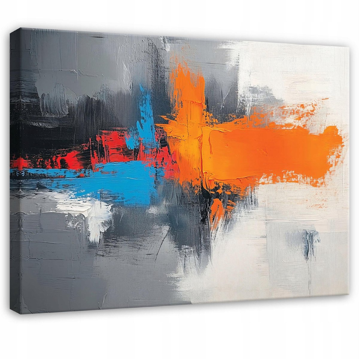 WALLARENA Canvas schilderij - 60x40 cm - abstract grijs kleur voor slaapkamer woonkamer op doek multikleurig