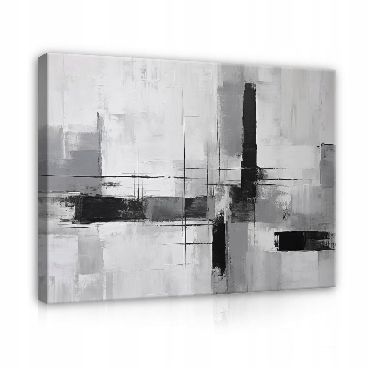 WALLARENA Canvas schilderij - 60x40 cm - grote moderne abstracte muurdecoratie in grijs multikleurig