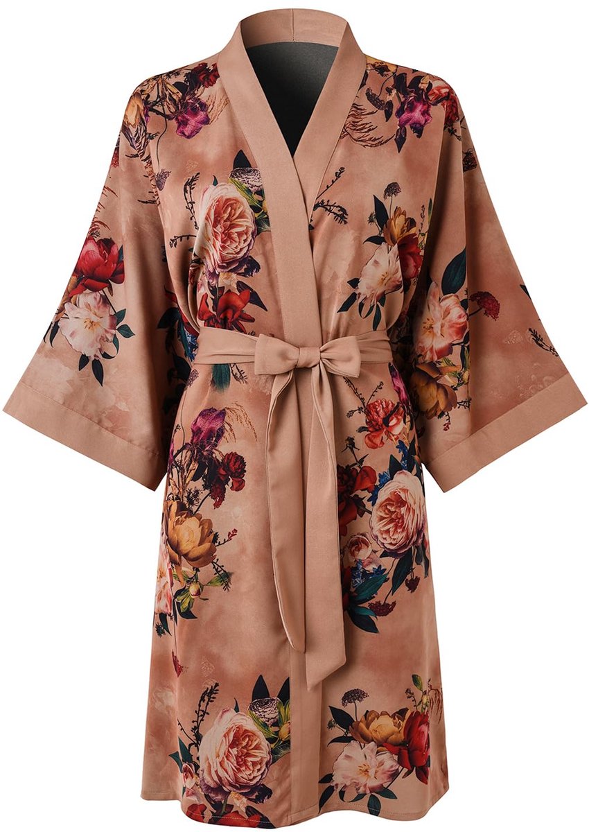 Kimono Badjas Nachthemd - Kort - Voor Dames - Champagne