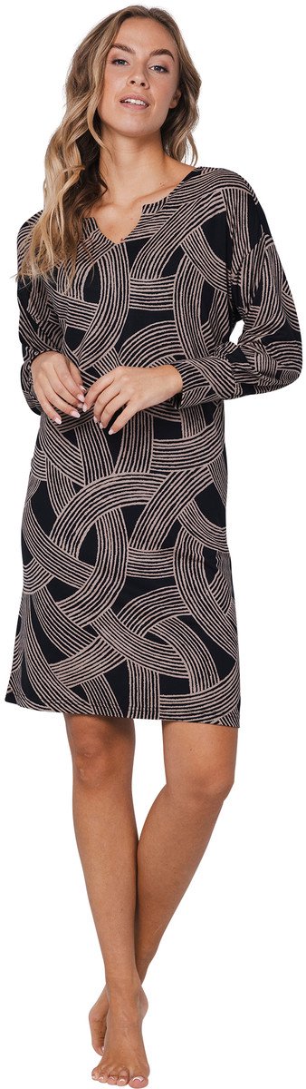 Pastunette Premium - Nachthemd - Balance - Viscose - Zwart/Beige