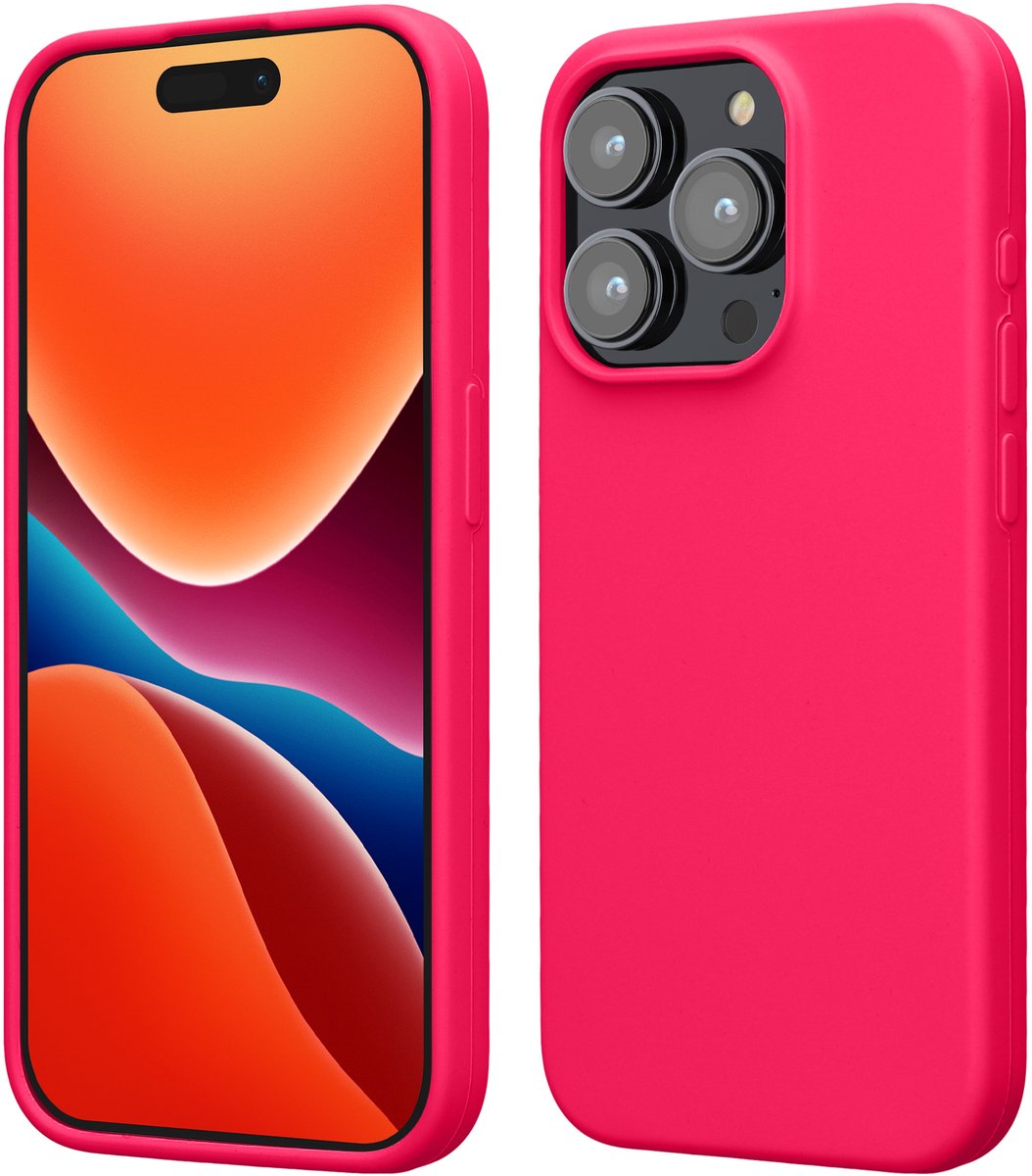 kwmobile Case voor iPhone 15 Pro - Slank TPU-Hoesje met Zachte Afwerking - In neon roze