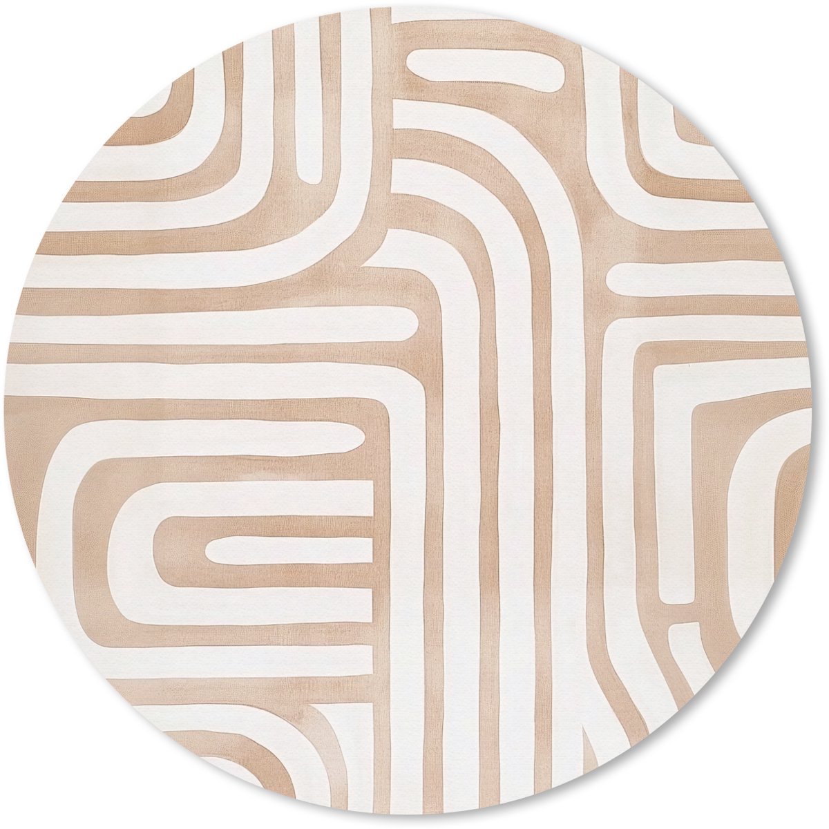 Muismat rond 20x20 cm - Mousepad Aardetinten - Labyrintpatroon - Ronde muismatten