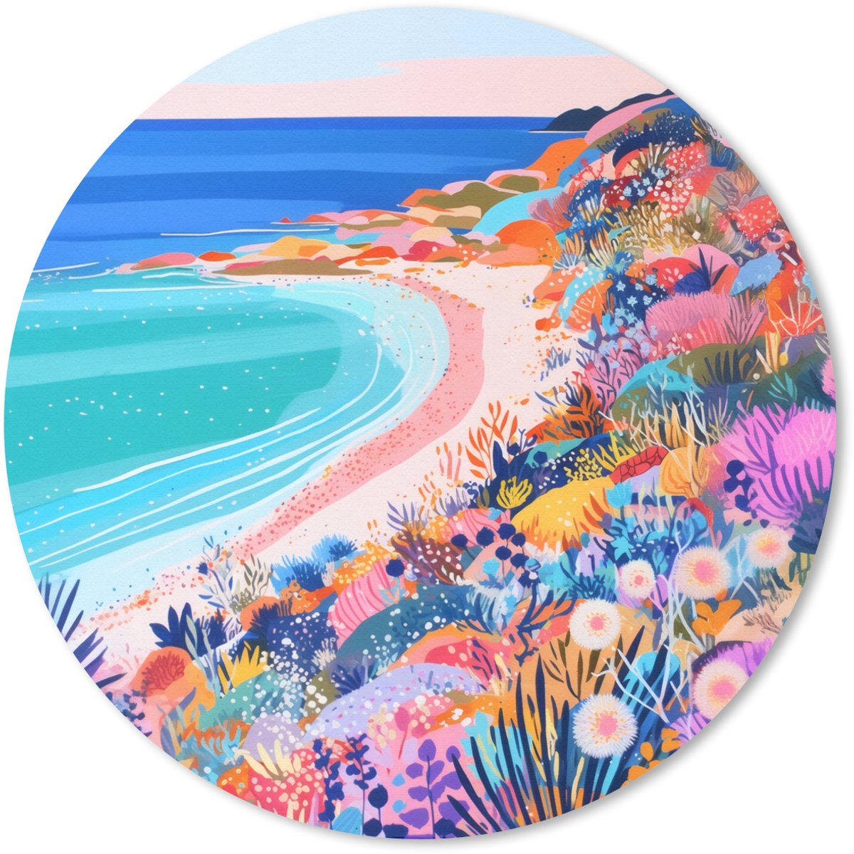 Muismat rond 40x40 cm - Mousepad Bloemenweide - Zee - Zomers - Ronde muismatten