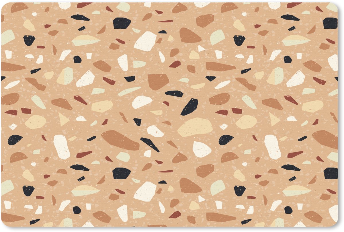 Muismat XXL 120x80 cm - Bureau onderlegger - Bureau mat Terrazzo - Patroon - Kleurrijk - Oranje - Bureaumat - Gaming mousepad xl - Bureaulegger groot - Computer deskmat