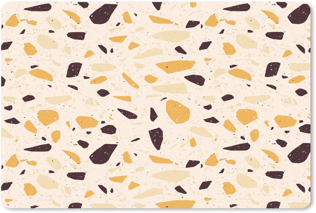 Muismat 27x18 cm - Mousepad Terrazzo - Patroon - Geel - Muismatten