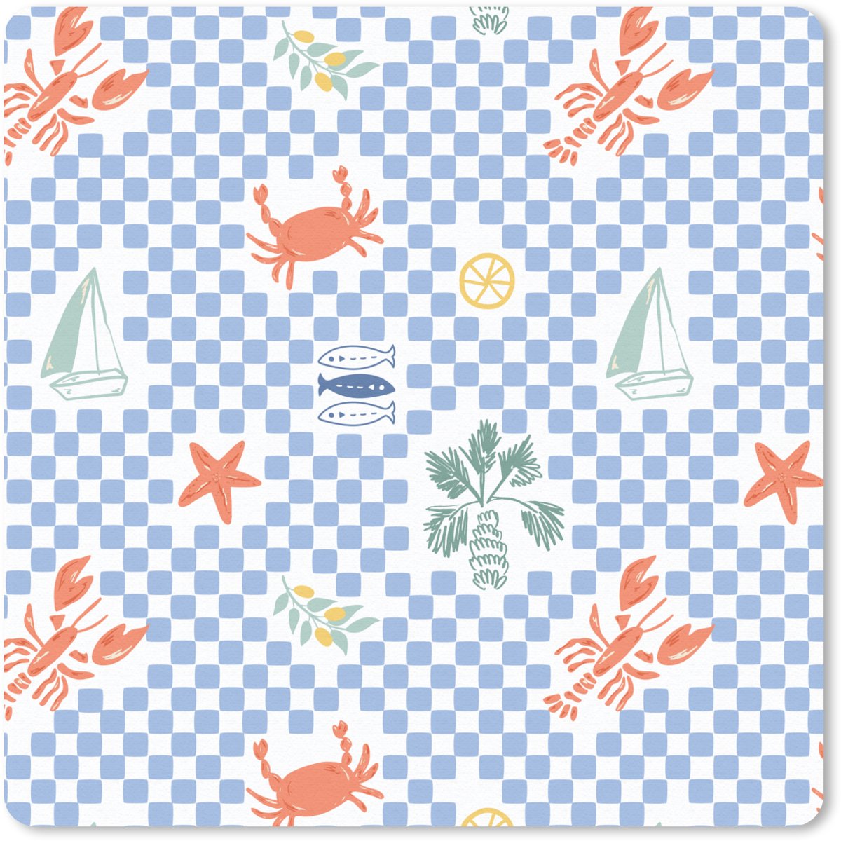 Muismat 30x30 cm - Mousepad Zee - Sfeer - Zeilboot - Blauw - Muismatten