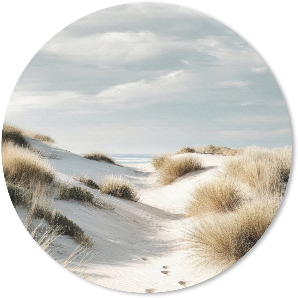 Muismat rond 50x50 cm - Mousepad Duinen - Gras - Sporen - Wolken - Ronde muismatten