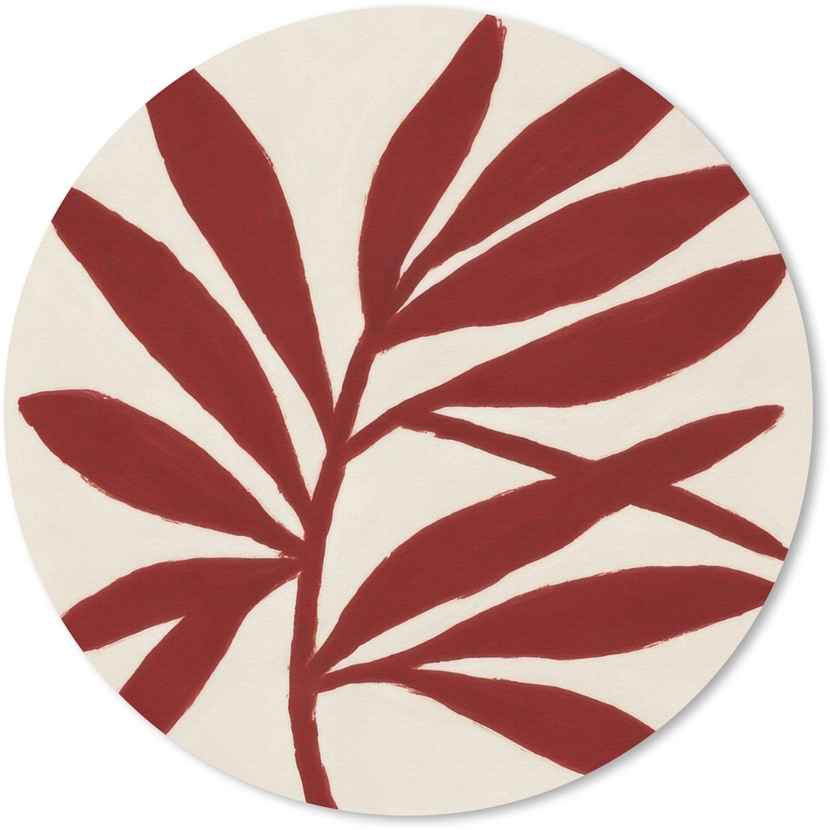 Muismat rond 40x40 cm - Mousepad Tak - Bladeren - Rood - Ronde muismatten
