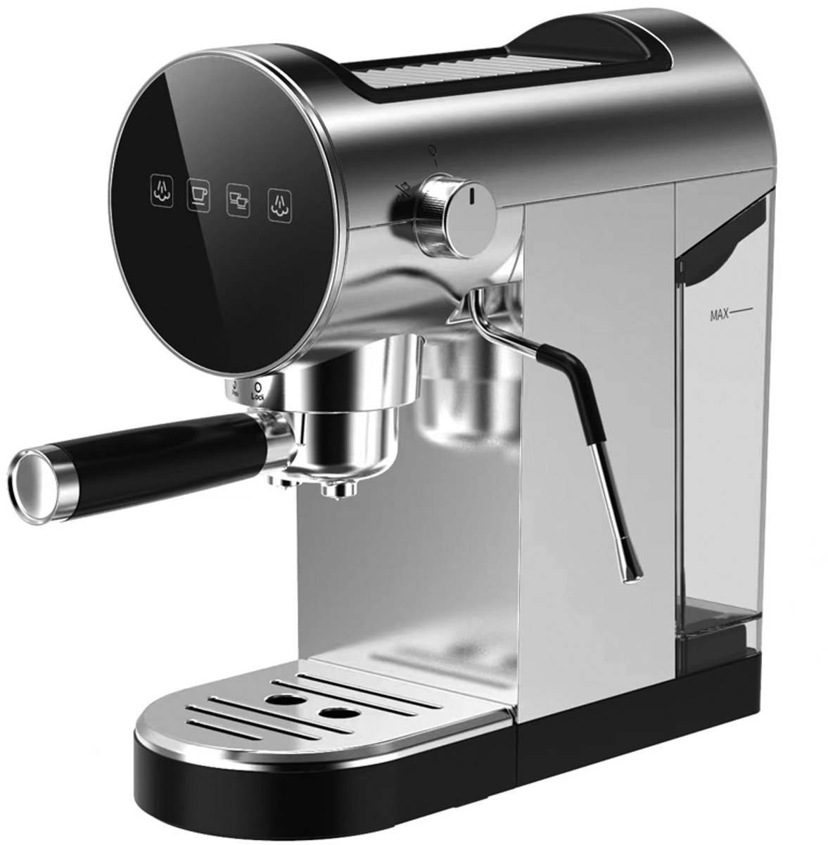 Lopoleis® Barista Espressomachine – Pistonmachine met 20 Bar druk– RVS Koffiemachine melkopschuimer – Brushed Stainless Steel