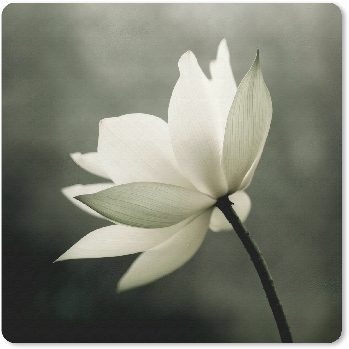 Muismat 20x20 cm - Mousepad Wit - Lotus - Donker - Bloem - Muismatten