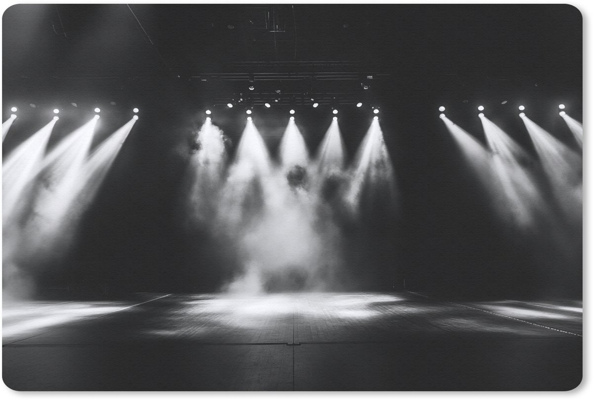 Muismat 27x18 cm - Mousepad Theaterzaal - Mist - Spotlights - Zwart - Muismatten