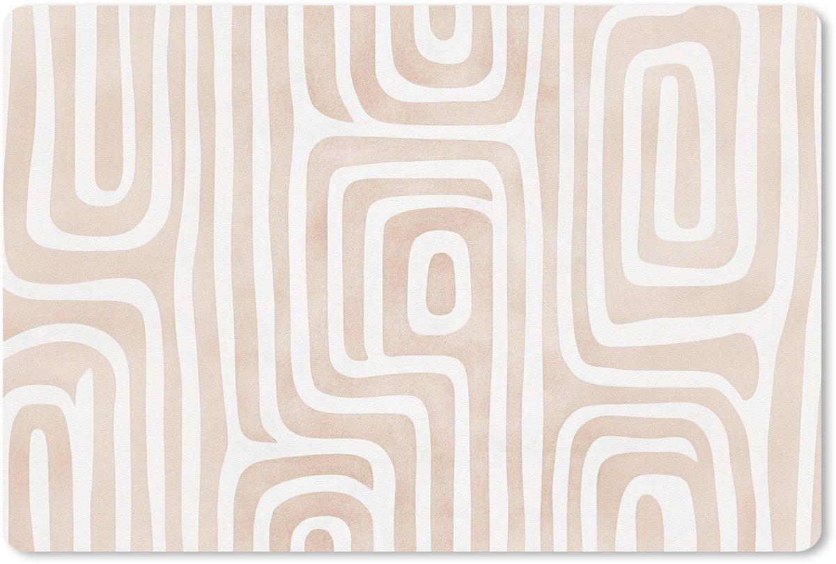 Muismat 27x18 cm - Mousepad Decoratief - Labyrint - Beige - Muismatten