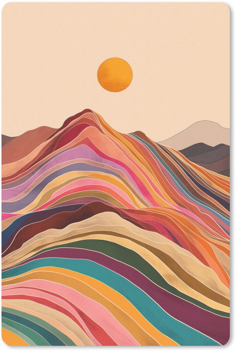 Muismat 18x27 cm - Mousepad Zon - Kleurrijk landschap - Bergen - Muismatten