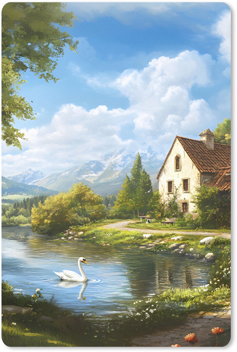 Muismat 18x27 cm - Mousepad Zwaan - Bomen - Rust - Muismatten