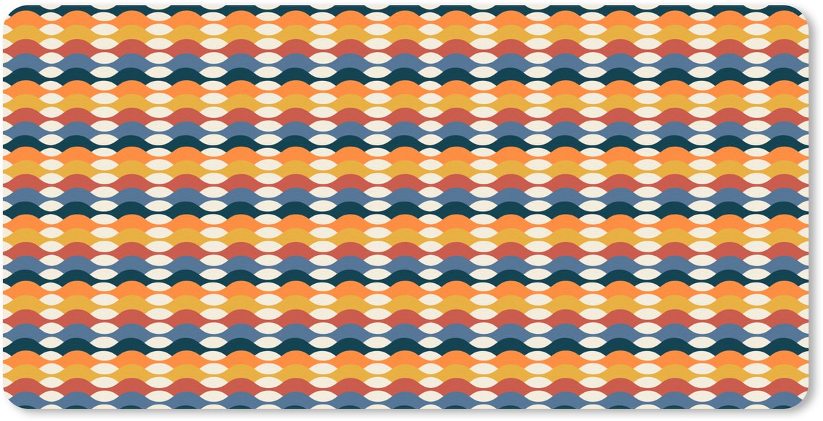 Muismat XXL 100x50 cm - Bureau onderlegger - Bureau mat Retro - Disco - Golven - Bureaumat - Gaming mousepad xl - Bureaulegger groot - Computer deskmat
