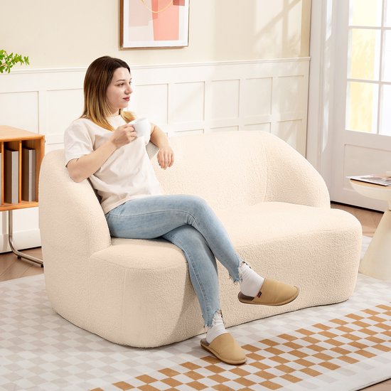 HOMCOM - Causeuse - 142 x 85 x 73,5 cm - Tissu Toulette - Beige