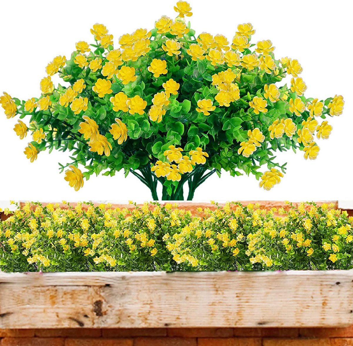 Ibenzoa Kleurrijke Kunstbloemen Set van 12 Bundels voor Binnen- en Buitendecoratie geel